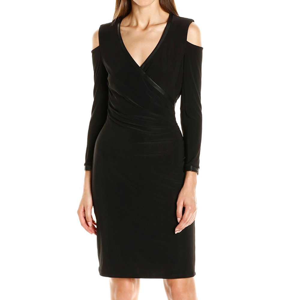 Laundry black cold shoulder v neck dress NWT, XS